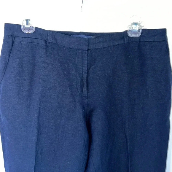Tommy Hilfiger Linen Blend Pants Women’s Size 6 Navy Blue Pockets Lightweight - Picture 2 of 6